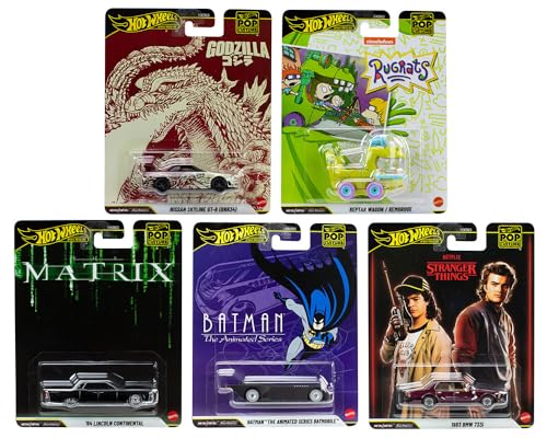 1:64 Scale Diecast Model Car Compatible with Hot Wheels Premium 2025 Pop Culture N Case, Set of 5 Cars, HXD63-956N
