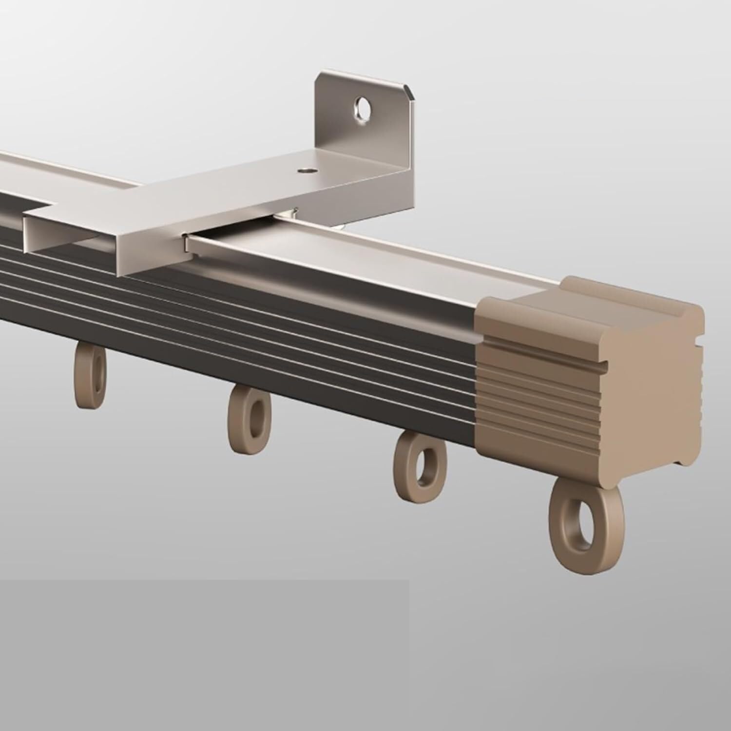 Système de rails de rideau de plafond de 5,1 m pour salon et chambre à coucher, solution polyvalente pour rideau de douche et plafond suspendu (finition champagne)
