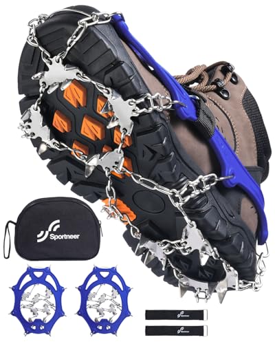 Top 10 Best Shoes for Walking on Ice Reviewed Today 15 Sportneer Crampons: Ice Cleats for Shoes and Boots with 28 Spikes - Traction Slip-on Stretch Footwear for Walking and Shoveling on Ice and Snow - Lightweight for Women and Men
