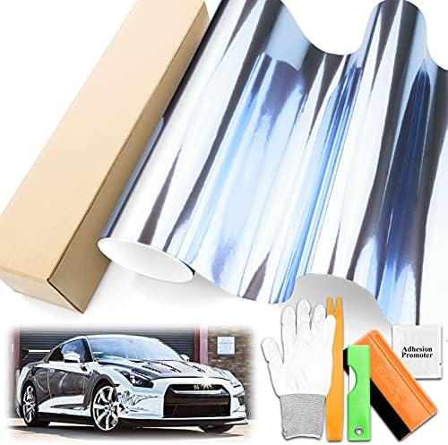 JDMBESTBOY 2FTx5FT Supercast Chrome Frosted Blue Car Vinyl Wrap Decal Sticker Air Release DIY