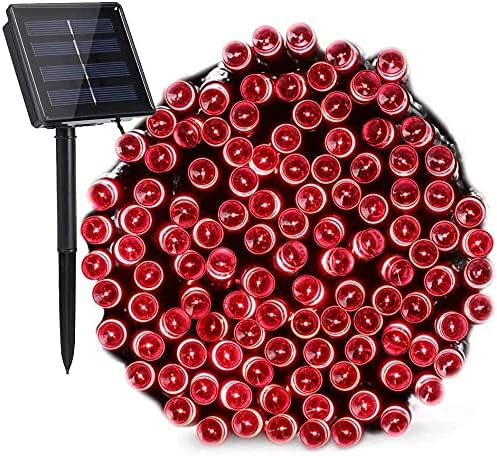 Jnaurb Solar String Lights Outdoor, 72ft 200 LED Solar Fairy Lights with 8 Modes, Waterproof Outdoor String Lights for Patio, Garden, Party, Christmas, Holiday Decorations(Red)