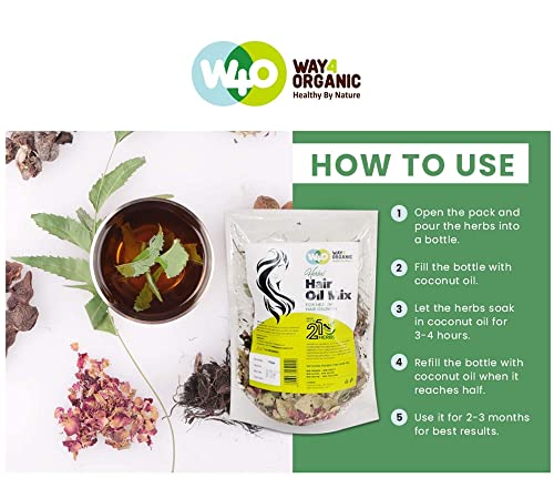 Herbal Hair Oil Mix Of 21 Herbs For Thick Long Hair Growth 150 Grams, Hairfall, Hair Repair, Scalp Care, Haircare Products Both For Men & Women - Way4Organic #TOP2