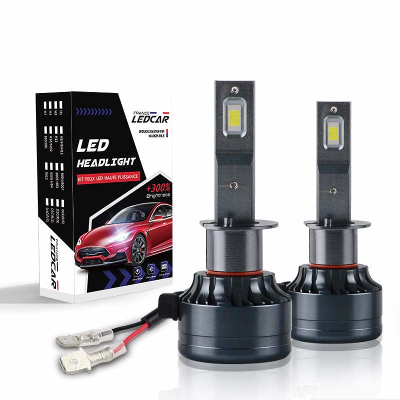 France-ledcar - Kit de bombillas LED H1, 16000 lm, 6500 K, para faros delanteros de coche, impermeable, IP65, larga duración, alta calidad, +300% de brillo, kit LED antierror para vehículo