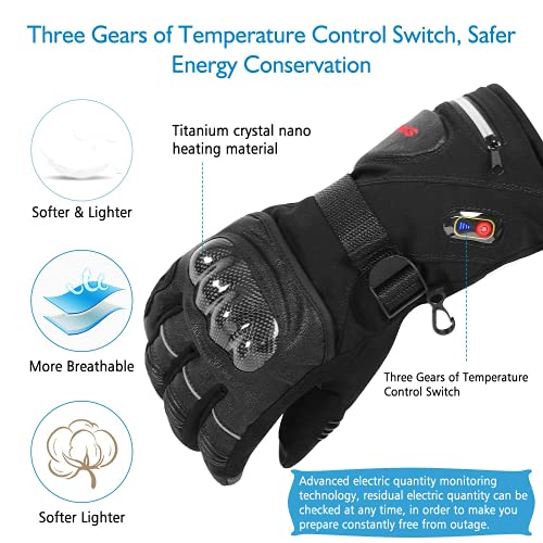 Heated Gloves for Men, BIAL Battery Gloves Winter Gloves with Knuckle Protection Heating Warm Skin Leather Touch Screen… - Image 3