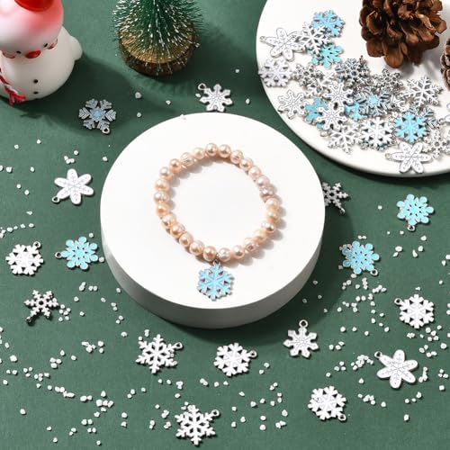 Breloques Flocon de Neige argentées SUNNYCLUE en alliage et émail durable - 5