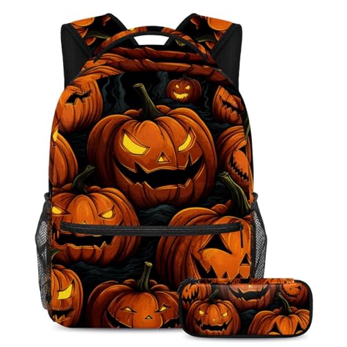 Sac à dos citrouilles d'Halloween pour ranger les affaires de cours des filles et garçons