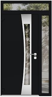 Front Exterior Prehung Aluminum Door/Modex 6116 Black/Entry Steel Metal Modern Painted
