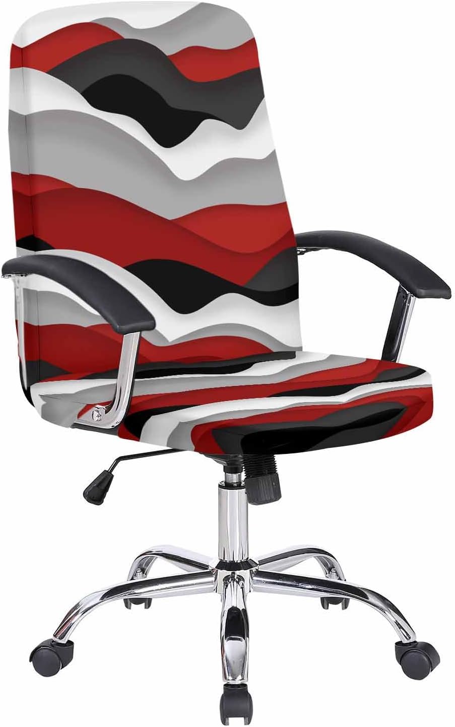 Gradient Purple Office Chair Cover Large Stretchable, Removable Computer Chair Back Covers Dustproof Office Desk Chair Seat Slipcovers Cushion Protector Modern Geometric Ocean Waves Stripes
