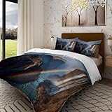 Batmerry Permanent Rainbow Victoria Falls Queen-Size-Bettwäsche-Set, weich, flauschig,...