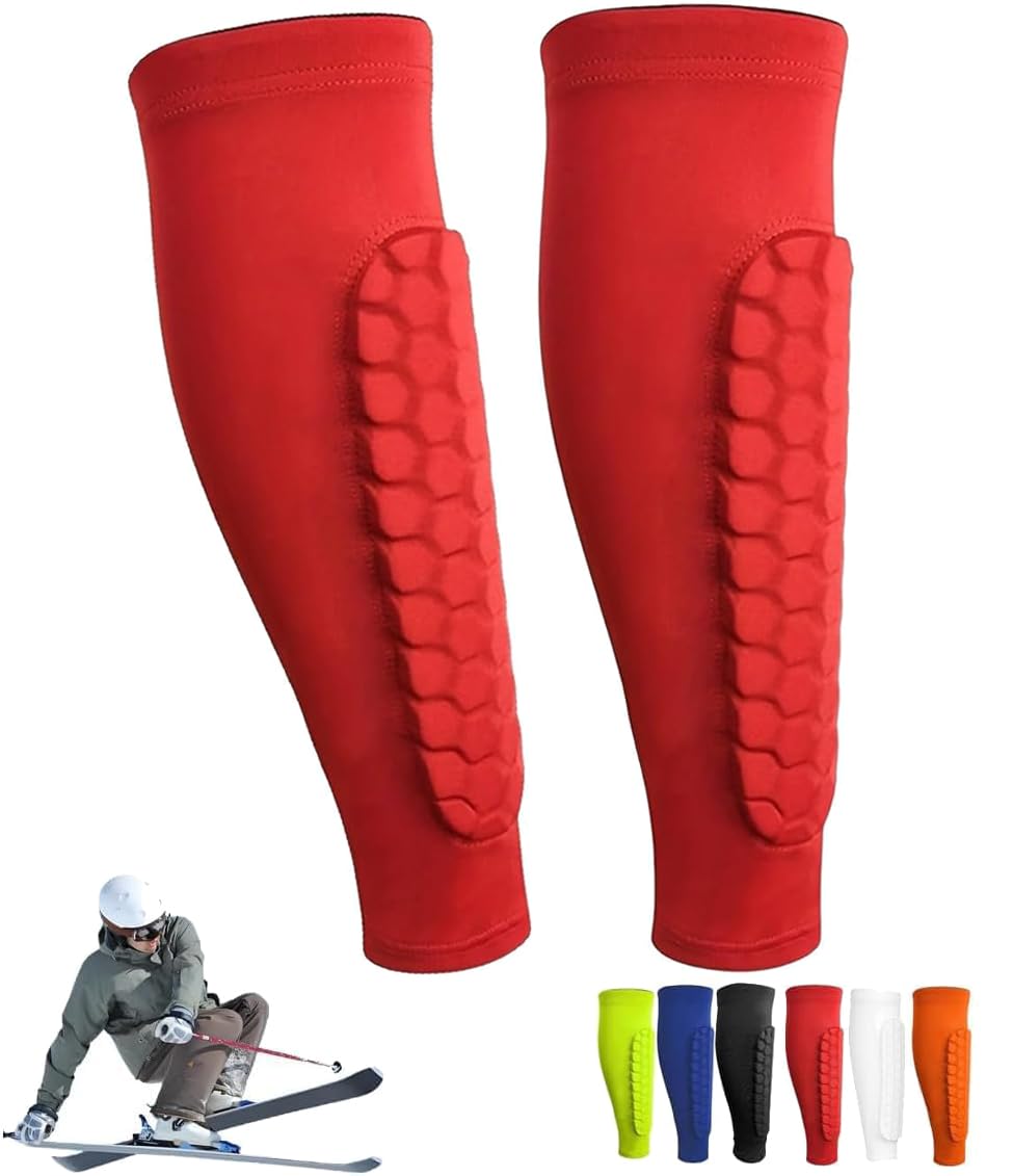 Soccer Shin Guards Shin Pads for Kids Youth Adult, Ski Shin Guards Calf Compression Sleeve with Honeycomb Pads, Lightweight Calf Protective Gear for