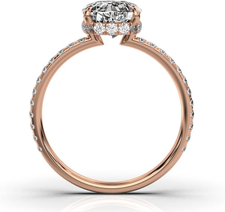 2-4 CT Hidden Halo Engagement Ring Moissanite Solitaire Anniversary Ring Promise Gifts 925 Silver 10K/14K/18K Solid Rose/White/Yellow Gold