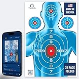 TactNib - 25 Pack Half-Size Silhouette Paper Targets v1.0 - 12 x 18 inch cardstock - 100% Designed and Made in USA - for Outdoor Or Indoor Gun Range - 44T-PT3A10-01