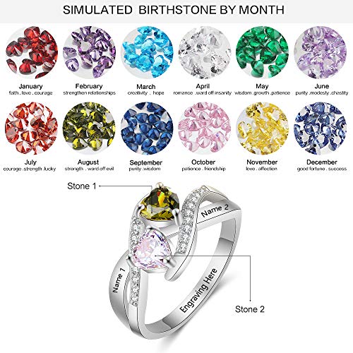 Glamcarat Promise Ring With 2 Birthstones Personalized Custom Jewelry For Women Mom Gift Family Jewelry Childs Names (6) #TOP2