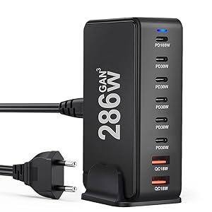 USB C-Oplader: 286 W 8-Poorts USB-V...