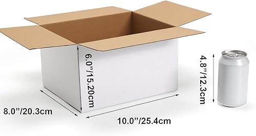 Miniatura 62 de CRUGLA Cajas de envío de 9 x 6 x 4 para pequeñas empresas, caja de embalaje de cartón corrugado, 25 paquetes Marrón,Blanco