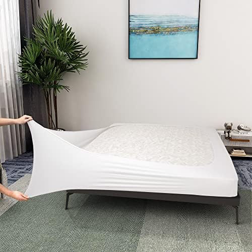 Box Spring Cover King Size - Jersey Knit & Stretchy Wrap Around 4 Sides Bed Skirt for Hotel & Home - King/Cal King, White