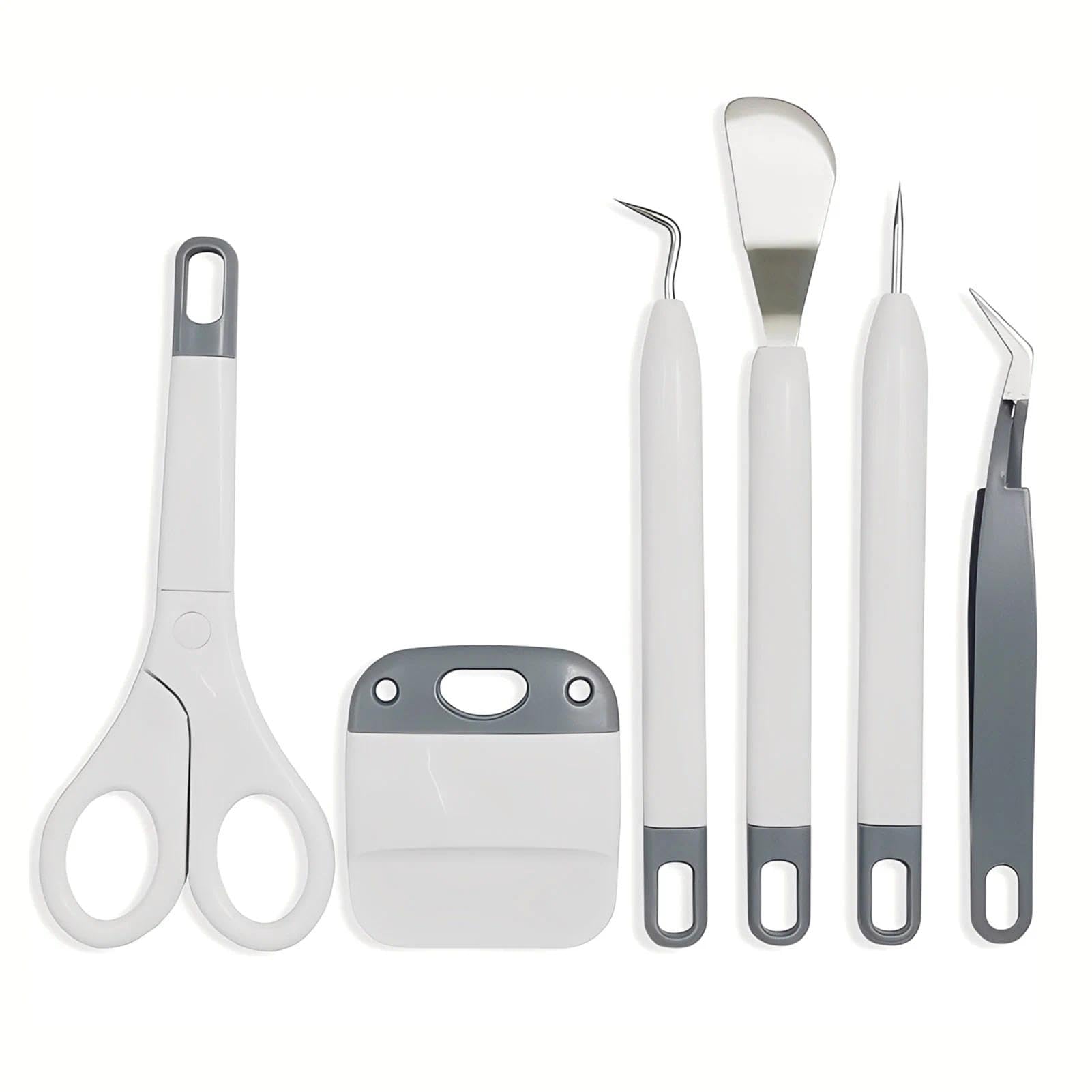 Weeders,Tweezers,Scissors,Scrape,Spatula Craft Vinyl Weeding Tools Set,6pcs Grey Weeding Kits for Cricut/Silhouette/Siser/Oracal 631 651 751 Vinyl