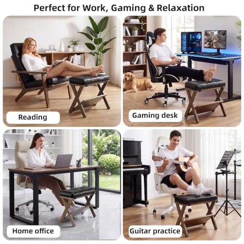 Image of Foot Rest Under Desk at Work, Solid Wood Double Step Footstool