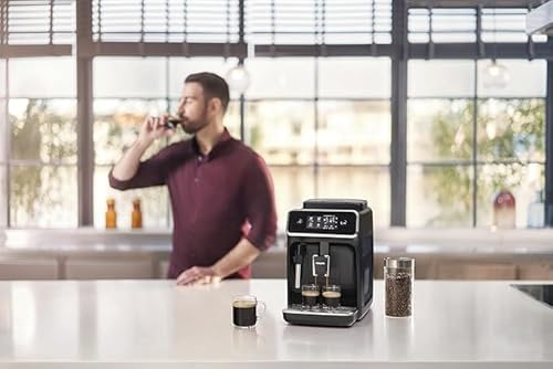 ماكينة تحضير الإسبريسو الأوتوماتيكية بالكامل من فيليبس، سلسلة 2200-2، مشروبات، 1500 واط، شاشة لمس، خافق حليب كلاسيكي - EP2224/43