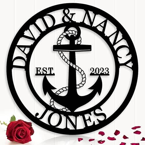 Amazon.com: Nautical Wall Decor Personalized Nautical Anchor Last Name ... - Personalized Nautical Wall Signs