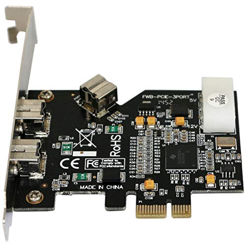 JMT PCI Express PCI-e x1 3 Port 1394B Controller Card Add On Card for FireWire 800 IEEE 1394 B 2 + 1 Digital Video Capture Camera