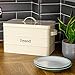 Harbour Housewares Vintage Metal Kitchen Bread Bin - Vintage Style Steel Kitchen Storage Caddy with Lid - 40cm - Cream