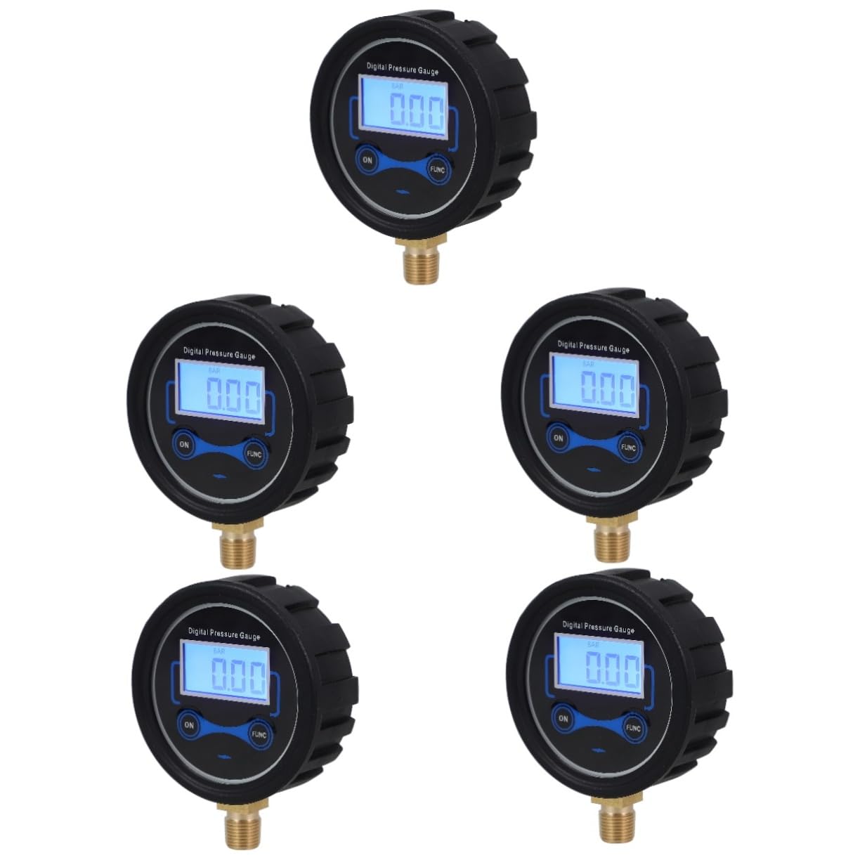 TOPBATHY 5 Piezas Manómetro De Pantalla Digital Auto Manómetro De Presión De Neumáticos Medidor De Presión De Aire De Neumáticos Indicador Presión Digital Ensayador Con El Plastico Negro