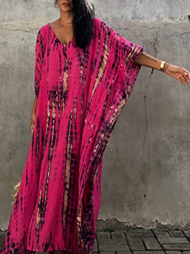 Image of Kaftan Dresses for Women Plus Size Summer Beach Dress with Print and Swim Cover Ups