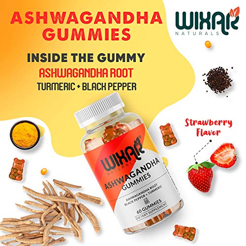 Wixar Naturals Ashwagandha Gummies With Turmeric And Black Pepper Extract - Herbal Gummy Supplement - 60 Gummies #TOP1