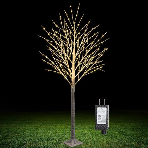 IJG 6FT Lighted Birch Tree, 500 LED Warm White Lights