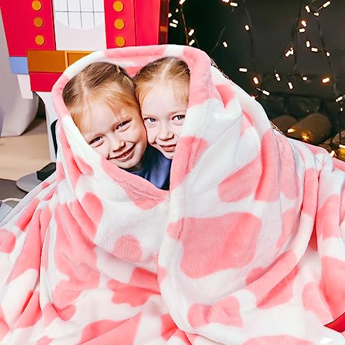 Seegu Warm Blanket Pink Throw Blanket Cow Print Lightweight Blanket For Kids #TOP2
