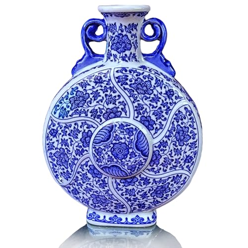 MTME Jingdezhen - Figuritas de porcelana, jarrón decorativo, decoración del hogar, regalos de boda, escultura estética decoración del hogar (azul caldera)