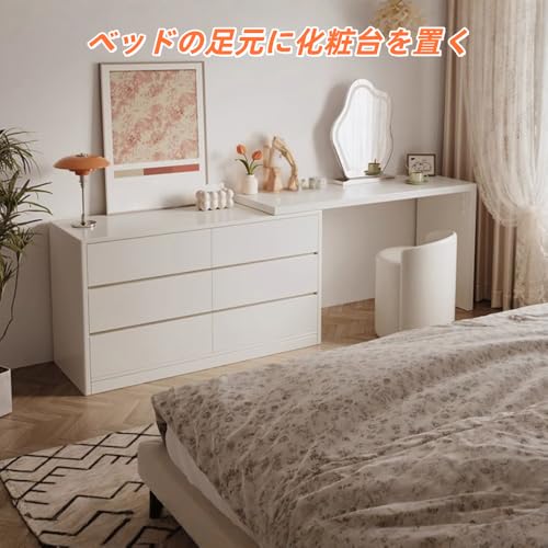 化粧台、ドレッシングテーブル、ベッドサイド収納キャビネット、80/100/120cm、超薄型でスリムなデザイン、モダンでミニマルな寝室スタイルに最適です、無垢材フレーム、360°柔軟な配置、家族の寝室に適しており、コーナードレッシングテーブル、リビングルームの間仕切り、ウォークインクローゼットなど (80cm幅テーブル（引き出し3段）) [2]