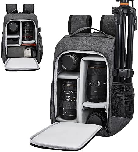 Golkcurx Camera Bag for DSLR/SLR Cameras，Camera Backpack Waterproof for Photographers Dark Grey S