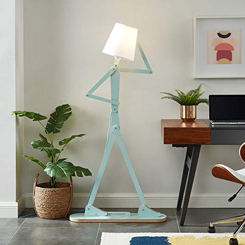Hroome Cool Tall Decorative Floor Lamp Unique Aqua Blue Color Standing Adjustable Corner Reading Wood Lights For Living Room Kids Bedroom Office - Led Bulb Included (Green) #TOP3
