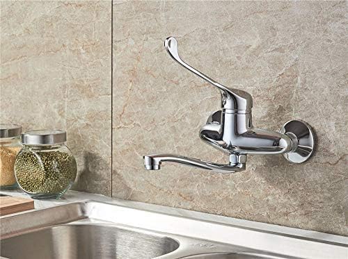 COSZWQDP Kitchen Taps Brass Chrome for Faucet Sink Tap Dual Hole Wall Mixer Faucets