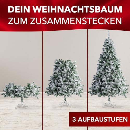 Xonic® Claus Premium künstlicher Weihnachtsbaum Schnee 180cm - Schnee Tannenbaum künstlich beschneit mit Metall-Ständer - Snow Christmas… – Ansicht 5
