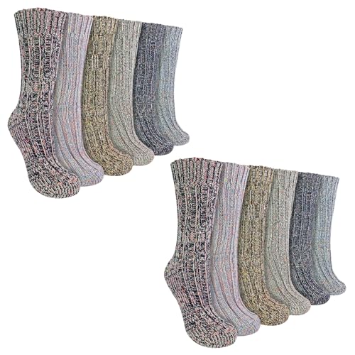 Chaussettes en laine d'alpaga femme Sock Snob respirantes et chaudes, lot côtelé de 12