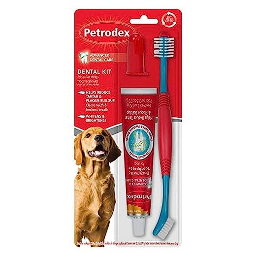 Petrodex Dental Care Kit for Dogs, Enzymatic Toothpaste and Toothbrushes, Poultry Flavor, 3 Piece Set