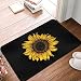 Sunflower Bathroom Rug Bath Decor Accessories, Black and Yellow Flower Floral Sunflower Bath Mat, Non Slip Soft Flannel Rug Entryway Doormat for Living Room Bedroom Kitchen Home 16 X 24 in -Small