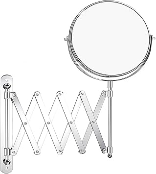 Vanity Mirror, Wall Hanging, Magnifier, 10x + Equal Time, Telescopic Arm Mirror, True Double-Sided Makeup Mirror, Makeup, Shaving, 360  Rotation, Super Space Saving, Convenient for Makeup, Mirror,