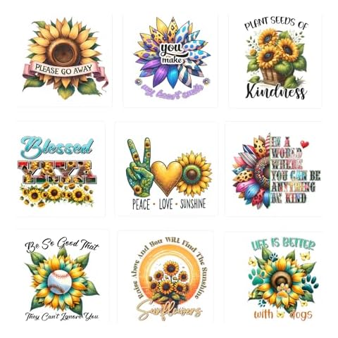 9pcs Sunflower Letter Mama Iron On Decals for Clothing Iron on Heat Transfer Patches Vinyl Decals Appliques for Clothes T Shirts Bag Pillow Covers Cover