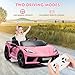 12V Kids Ride on Car Licensed Corvette Battery Powered Car Toddles Electric Sports Car Toy with Remote Control, Visual Dashboard, LED Lights, Music, Gifts for Boys Girls, Pink