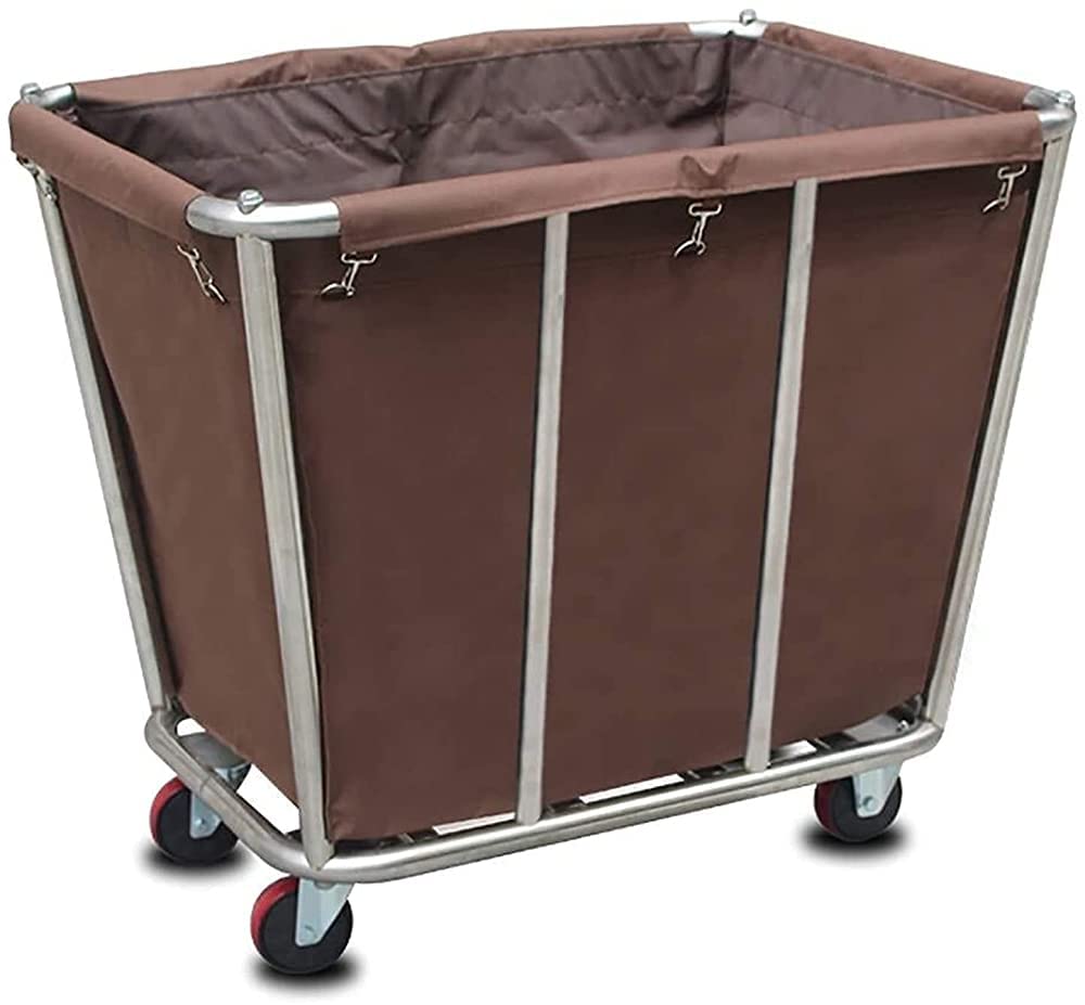 Shelf Movable Trolleys Laundry Sorter Rolling Cart with Wheels Heavy Duty Removable Trolley Laundry Washing Basket Stainless Steel