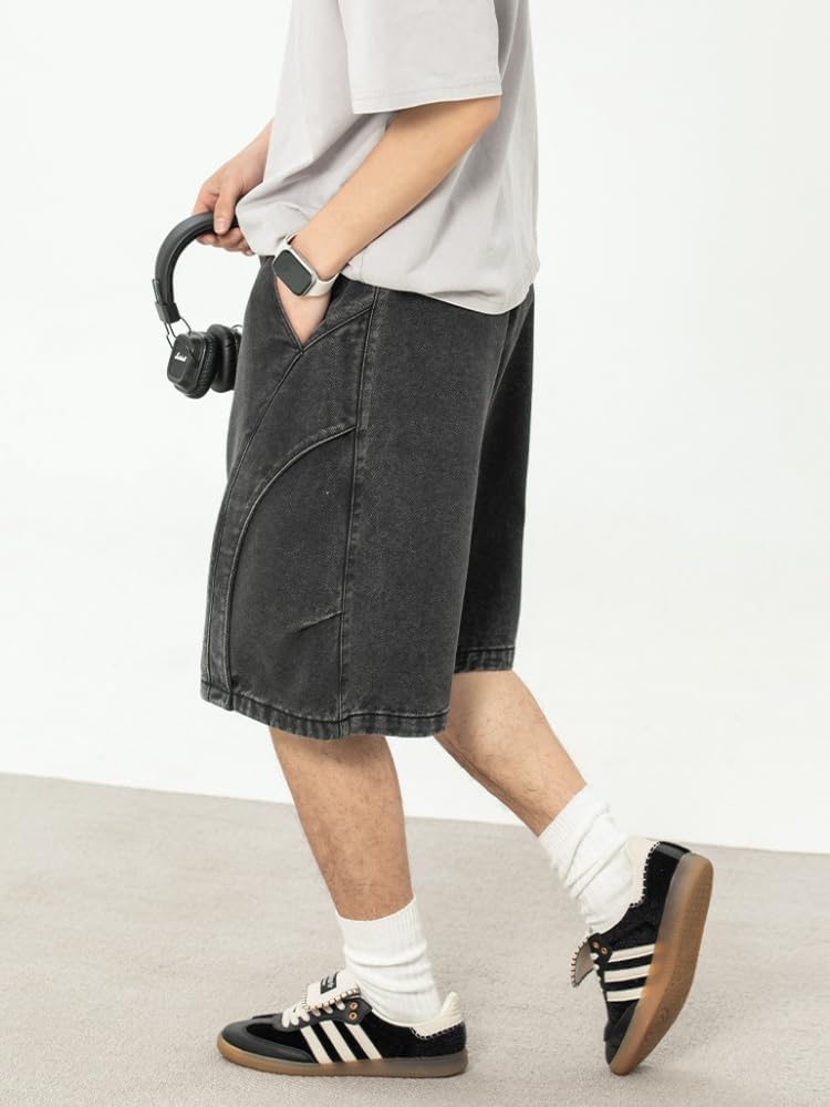 Men Casual Baggy Jean Shorts 2026 Summer Loose Fit Harajuku Denim Jorts Y2K Clothes Vintage Alt Emo Grunge Streetwear - Image 4