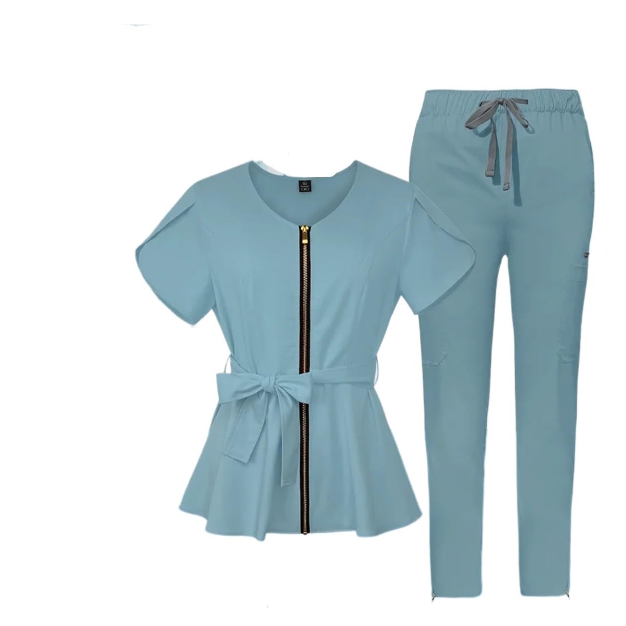 Divise per assistenti Sanitari Set da Lavoro for Estetista, Divise mediche for Clinica veterinaria, Camice Infermiera a Maniche Corte, Uniforme Donna