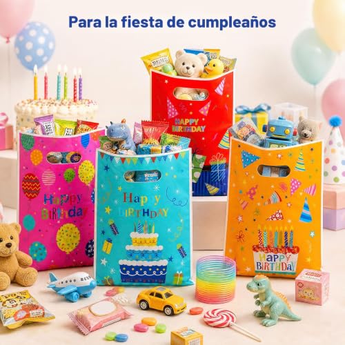 Miniatura 5 de Brencco 50 Piezas Bolsas Cumpleaños Infantil, Bolsas Regalo Para Cumpleaños, Fiestas Y Regalos Plastico De 4 Colores 16.5 25 Cm