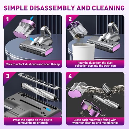 Rwsrw Battimaterasso Aspiratore Per Materassi Con Luce UV,500W 16Kpa Aspirapolvere Per Materassi Con Riscaldamento Aspira Materasso Antiacaro Rimuove Il 99,9% Degli Allergeni - 6