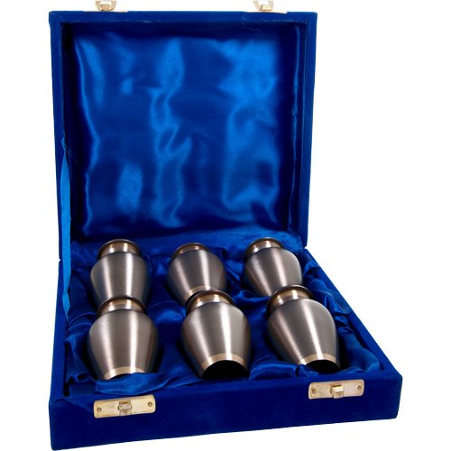 Buy Custom Engravable Dark Pewter with Two Gold Bands Cremation Urn