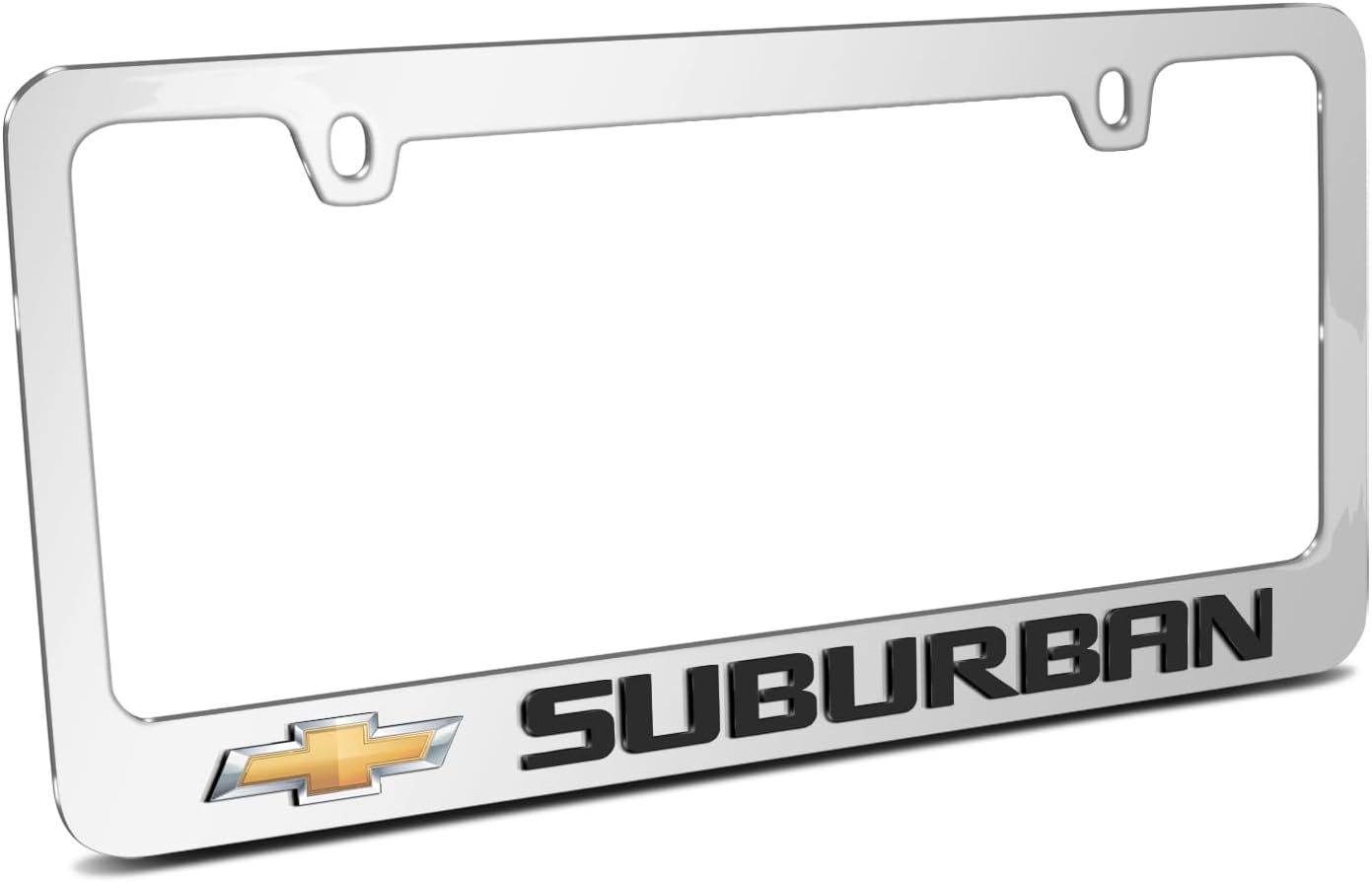 iPick Image for Chevrolet Suburban in 3D on Mirror Chrome Metal License Plate Frame - Official Licensed